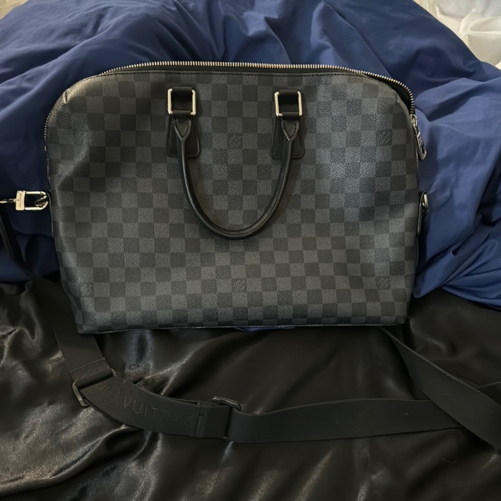 Luxury Black Checkered Men's Bag - Picture 1 of 7